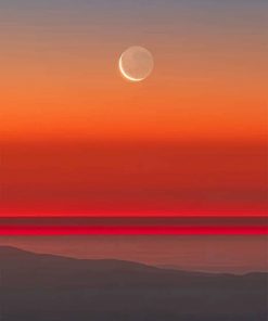 Twilight Orange Moon Paint by numbers