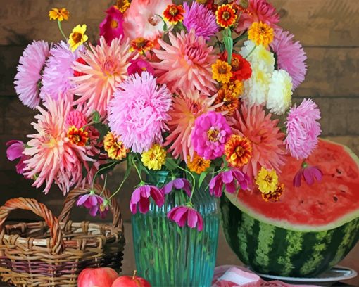Watermelon Flowers Paint by numbers