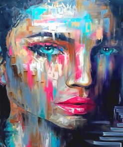 Colorful woman blue eyes adult paint by numbers