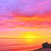 Orange Pink Sunrise Beach adult paint by number