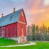 Beautiful Barn Sunset paint by number