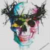 colorful skull with thorns crown diamond paintings