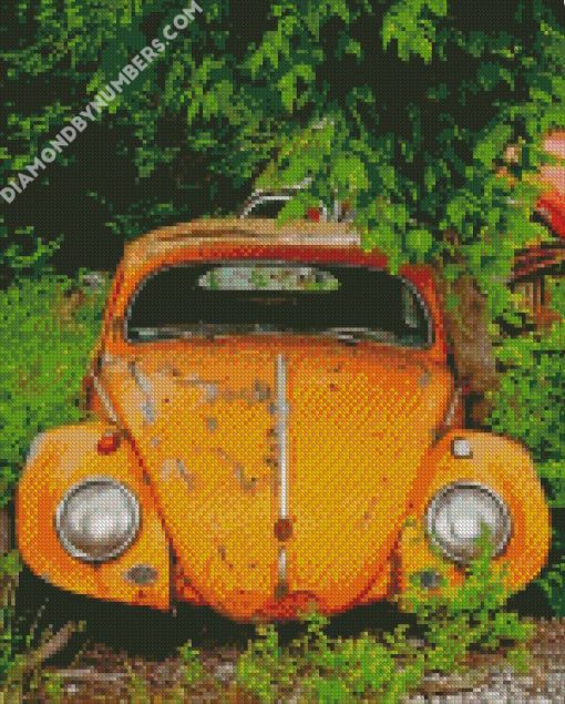 orange old car diamond paintings
