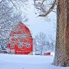 Red Barn Snow paint by number