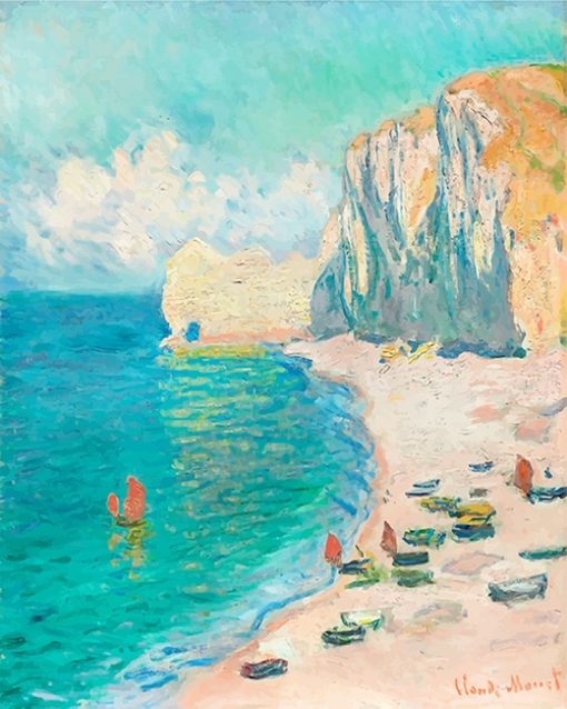 Claude Monet The Beach and the Falaise paint by number
