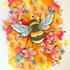 Honey Bee And Flowers Paint By Numbers