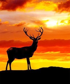 Deer Sunset Silhouette Paint By Numbers