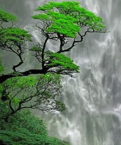 trees waterfall adult paint by numbers