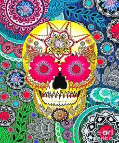 Abstract Colorful Skull paint by number