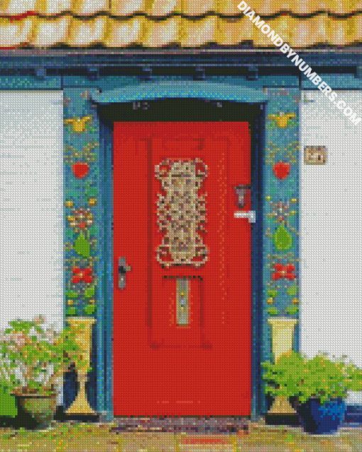 Aesthetic Red Door diamond painting