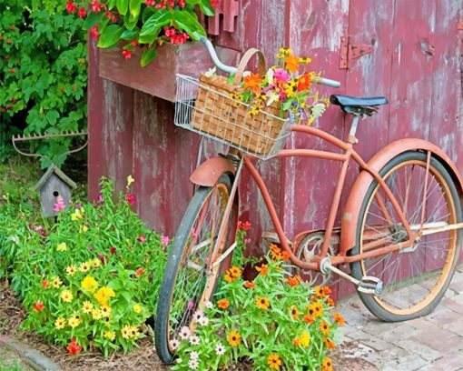Bike With Flower Basket paint by number