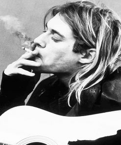 Black And White Kurt Cobain Smoking Paint By Numbers