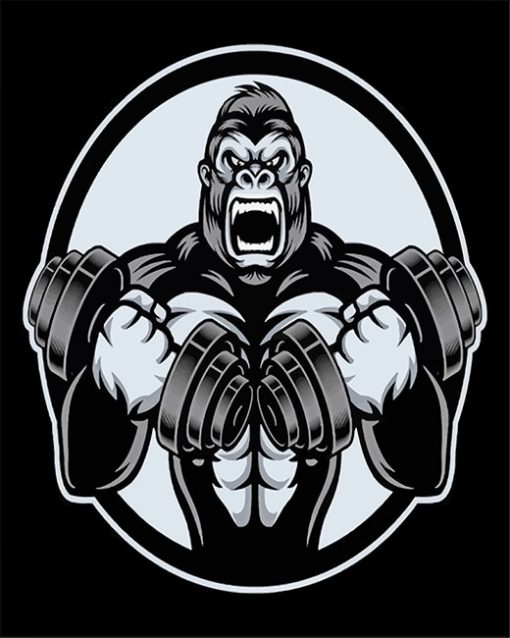 Black And White Strong Gorilla paint by number