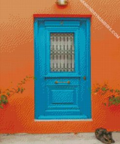 Blue aesthetic door diamond painting
