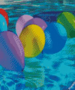 Colorful Floating Balloons In Water Diamond Painting