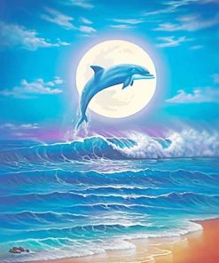 Dolphin on waves adult paint by numbers