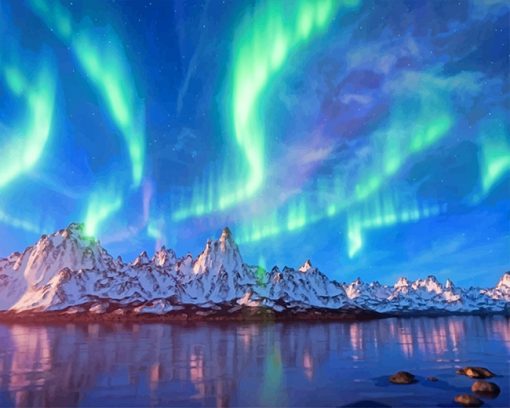 Land Of Northern Light paint by number