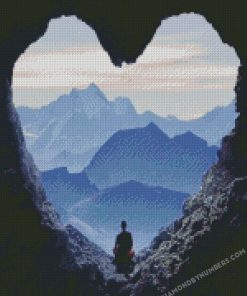 Lonely man Heart mountain diamond paintings