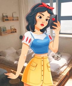 Modern Snow White Taking A Mirror Selfie Paint By Numbers