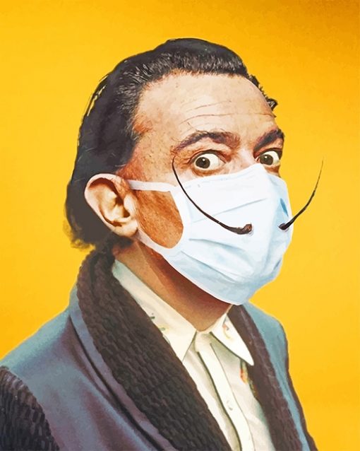 Salvador Dali wearing mask adult paint by numbers
