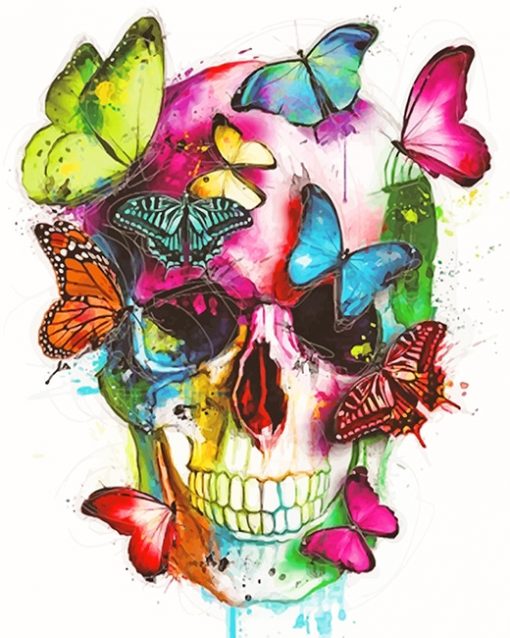 Skull And Butterflies paint by number