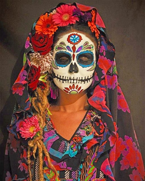 Skull woman adult paint by numbers