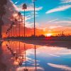 Beautiful Sunset Palm Spring paint by number
