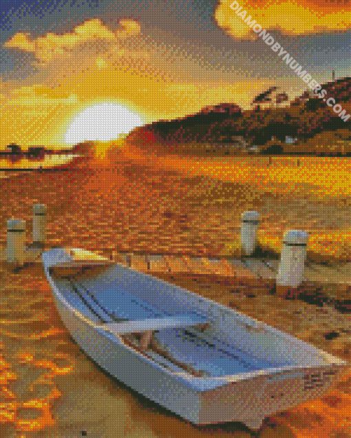 boat sunset diamond painting