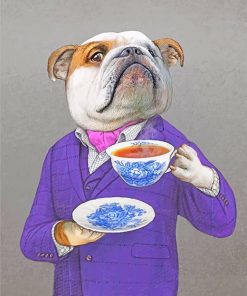 Bulldog Drinking Coffee Paint By Numbers