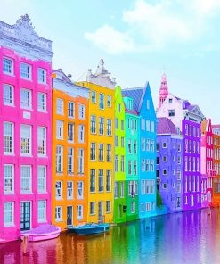 colorful buildings adult paint by numbers