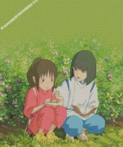 cute chihiro and haku talking diamond painting