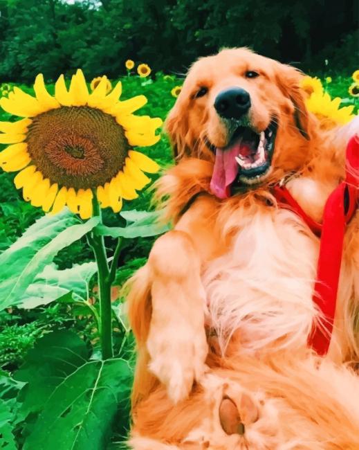 Sunflower Dog Painting