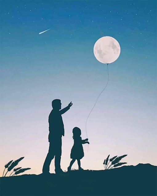 Dad And His Little Daughter paint by number