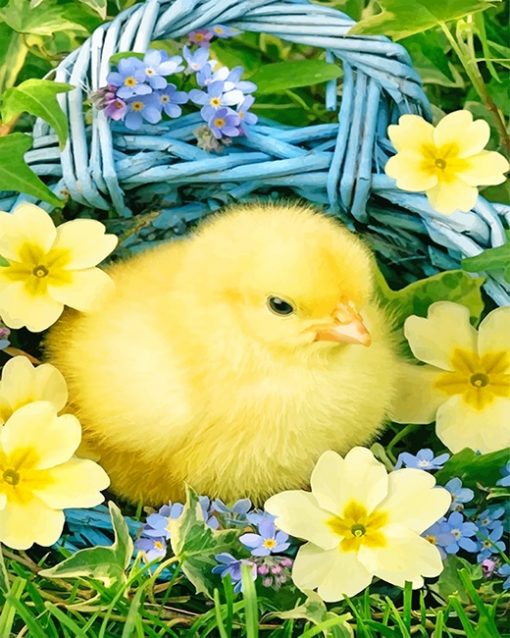 Easter Chicks In Basket paint by number