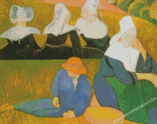 emile bernard breton peasants in a meadow diamond painting