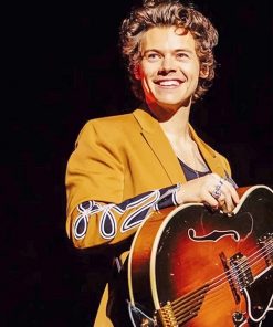 Harry Styles Wearing yellow paint By Numbers