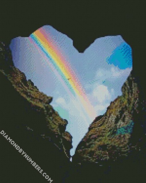 heart rainbow diamond painting