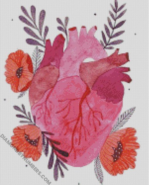 heart with flowers diamond paintings