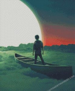 man in a boat silhouette diamond paintings