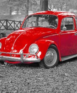 Old Red Beetle Car paint by number