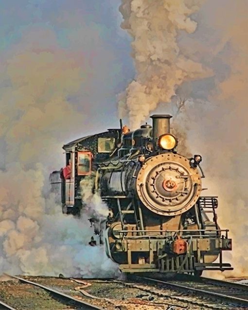 Old Steam Engine Train Paint By Numbers