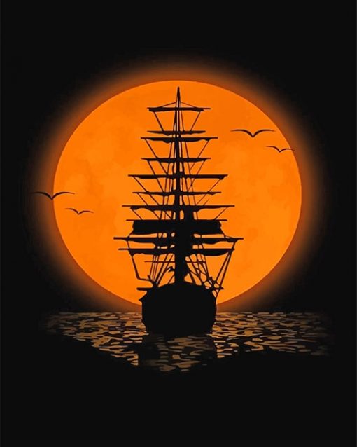 Pirate Ship Silhouette paint by number