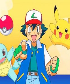 Pokemon Ash Ketchum And Pikachu paint by number