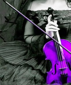 Woman Holding Purple Violin paint by number
