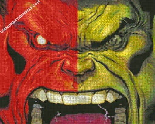 red and green hulk face diamond paintings