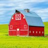 Red Barn In Field paint by number