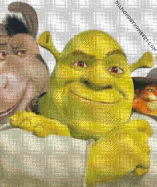 shrek donkey and puss in boots diamond painting