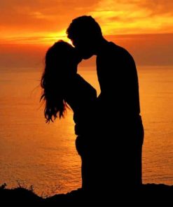 Silhouettes kiss Couple Love paint by numbers