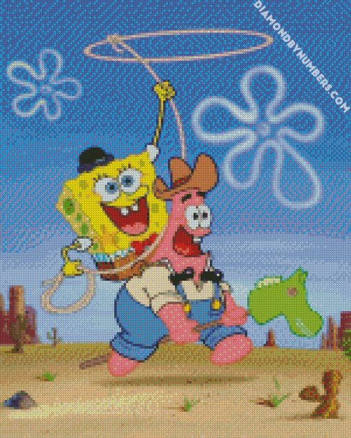 spongebob and patrick friendship diamond painting