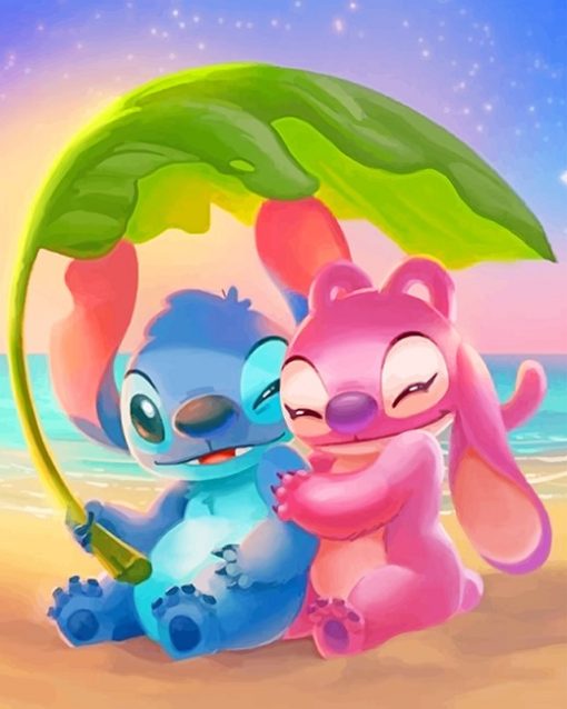 Stitch And His Cute Wifey Paint By Numbers